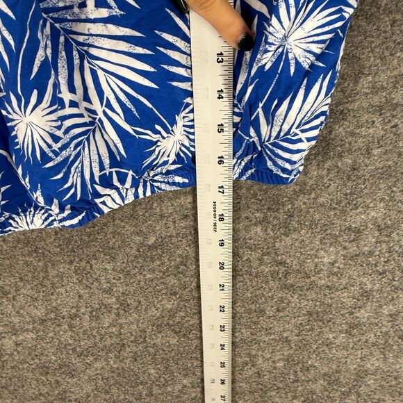 There Abouts Blouse Girls XL Blue Floral Short Sleeve Round Neck Pullover Casual - Picture 5 of 6